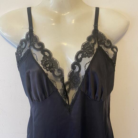 Vintage Babydoll SlipDress M/L BlackLaceTrim Nightie Lingerie Coquette Sexy Goth - Picture 3 of 7